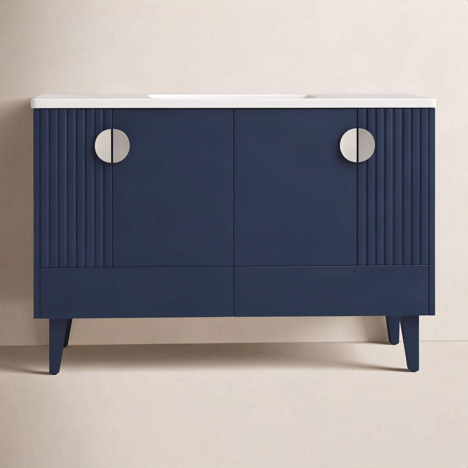 Saimah 48'' Single Bathroom Vanity, Navy Blue, Polished Chrome