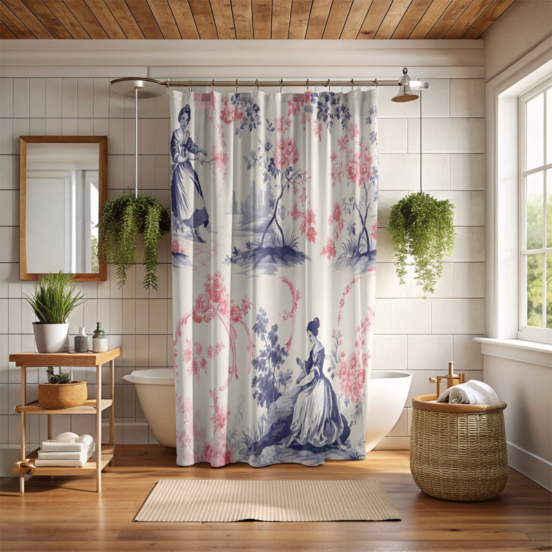 Rideau de douche 1 pièce Colorful Design Toile, H 74 po x l 71 po