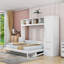 Lit escamotable Ajae avec bibliothèque de rangement, tiroirs et garde-robe-588590544-590699969