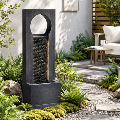 Fontaine d'extérieur moderne de 41 po avec lumières DEL et pompe ETL / Rohs