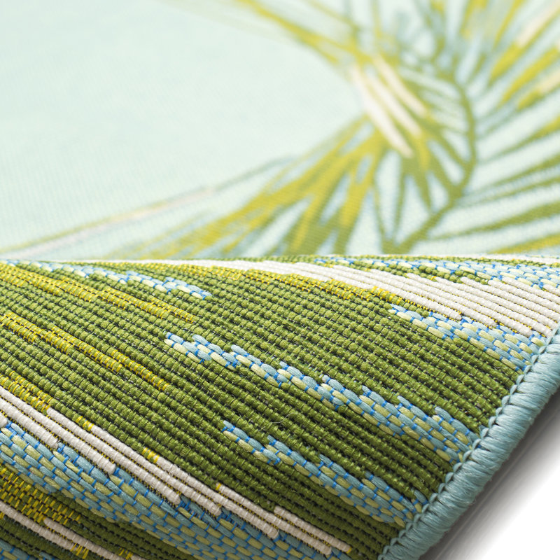 Tapis vert / jaune tissé à la machine Poynor, Rectangle 3 pi 3 po x 4 pi 11 po