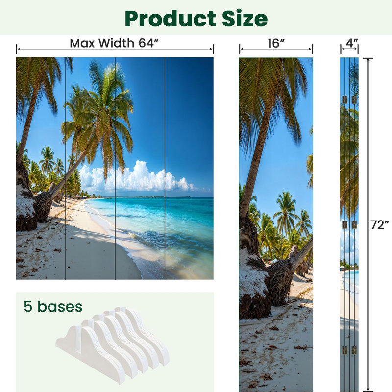 Paravent 4 panneaux pliant Royal Tropical Beach