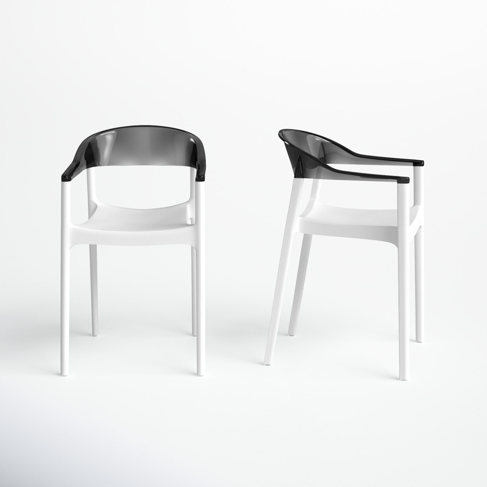 Stella Stackable Patio Armchair, White/Transparent Black