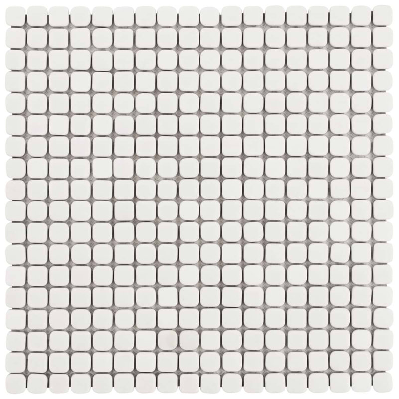 Venini .5" Mini Square Frosted Glass Mosaic Tile, White