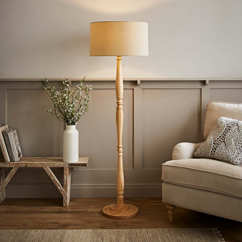 Arialdo 157cm Traditional Floor Lamp, Natural, Light Wood