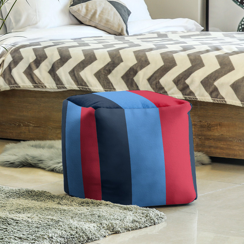 Repose-pieds cubique Tennessee, Bleu marine / rouge / bleu, H 13 po x l 13 po x P 13 po