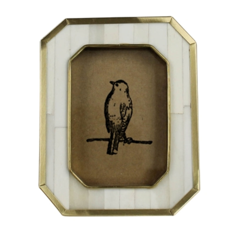 Frame, White Bone with Brass 3x4