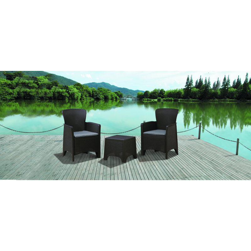 2 - Person Patio Conversation Set with Cushions, Brown