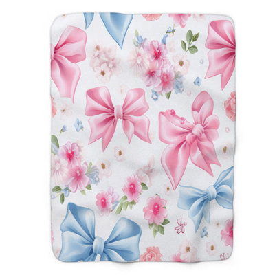 Charmantes fleurs - couverture en sherpa de qualité supérieure 1 pièce