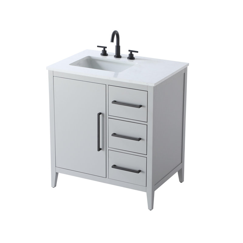 Meuble-lavabo simple 32 po, Gris