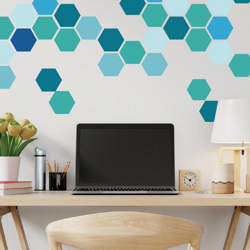 Adhésifs décoratifs hexagonaux, Bleu