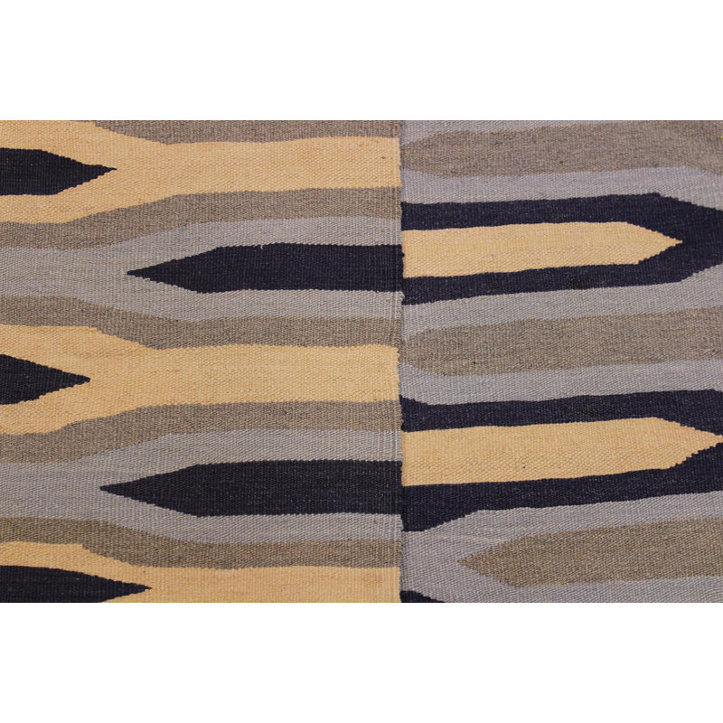Tapis de zone brune en laine 6 pi x 9 pi 5 po one-of-kind fait main kilim Faircloth