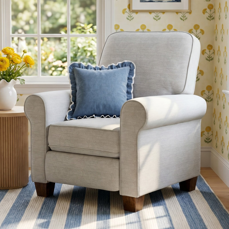  35'' Wide Manual Standard Recliner, Cloud-28561, Honey Birch