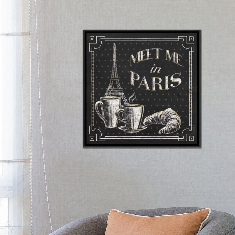 « vive paris viii », art textuel sur toile tendue, H 18 po x l 18 po x P 1,5 po, Toile avec cadre noir, Pas de tapis