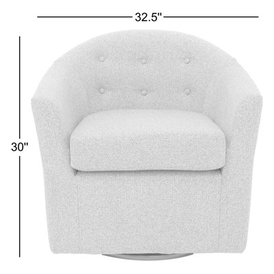 Fauteuil demi-tonneau pivotant en polyester capitonné de 82,55 cm de large Antai