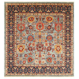High-Quality Hand-Knotted Light Blue And Navy Area Rug