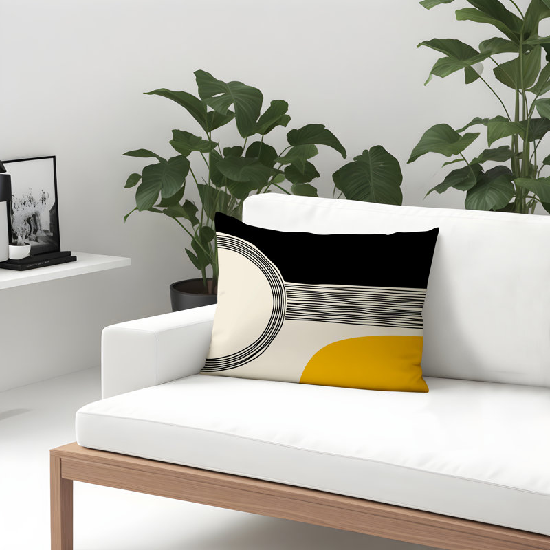 Cassie Lumbar Rectangular Indoor/Outdoor Pillow Cover & Insert, Yellow, 18"H x 25"W