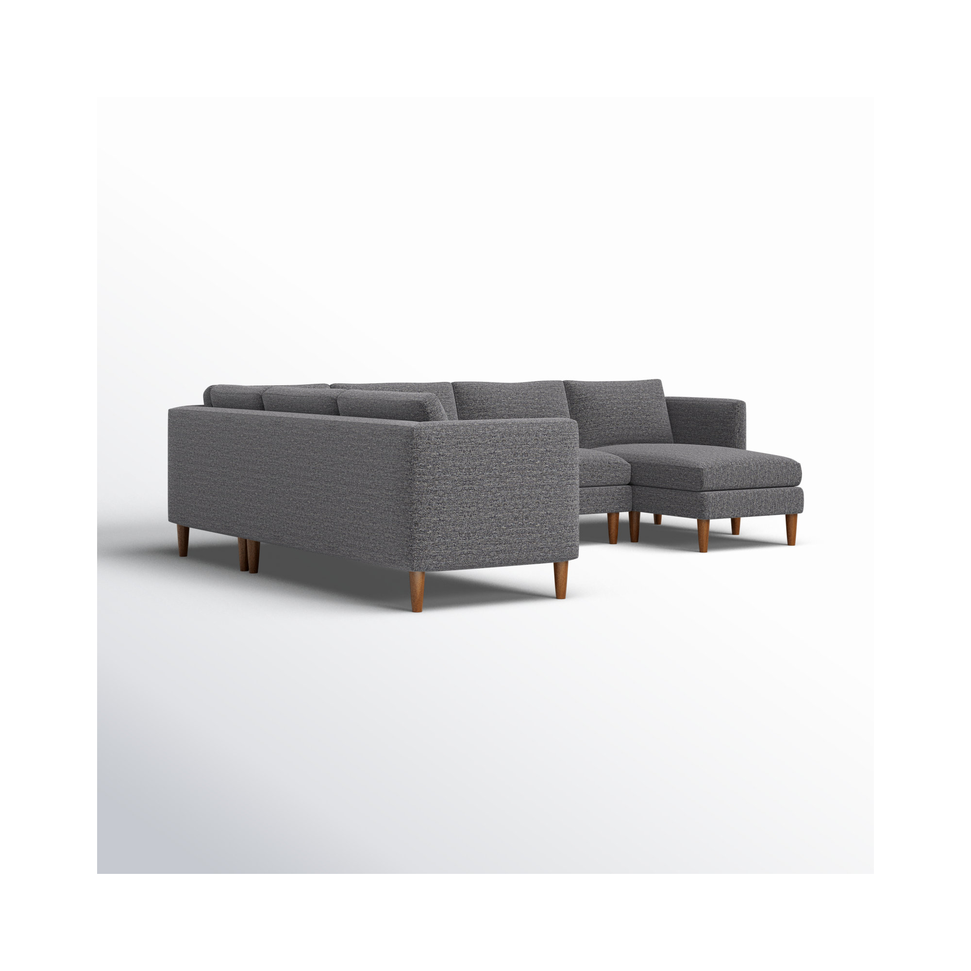 Clifford 4-Piece Upholstered Custom Sectional, Valet Carbon Tweed, Right Hand Facing