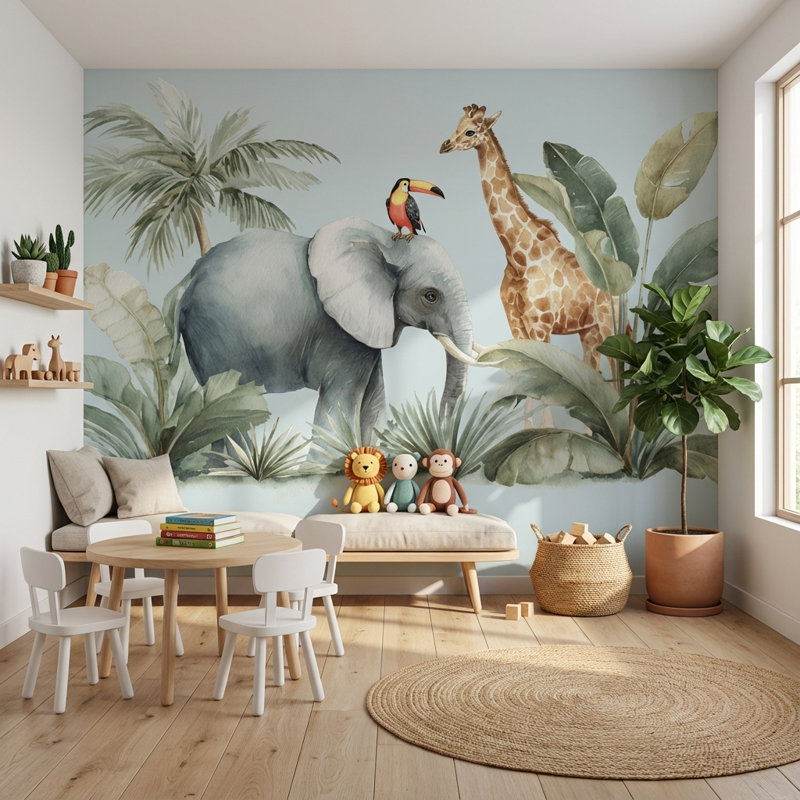 Double rouleau de papier peint mural Jungle, Non tissé, 200 po x 120 po