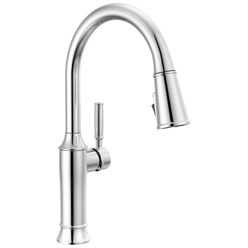 Renaldi Chrome Kitchen Faucet with Pull Down Sprayer, Modern Single Hole Kitchen Sink Faucet, Single Handle, Lumicoat Chrome Nickel