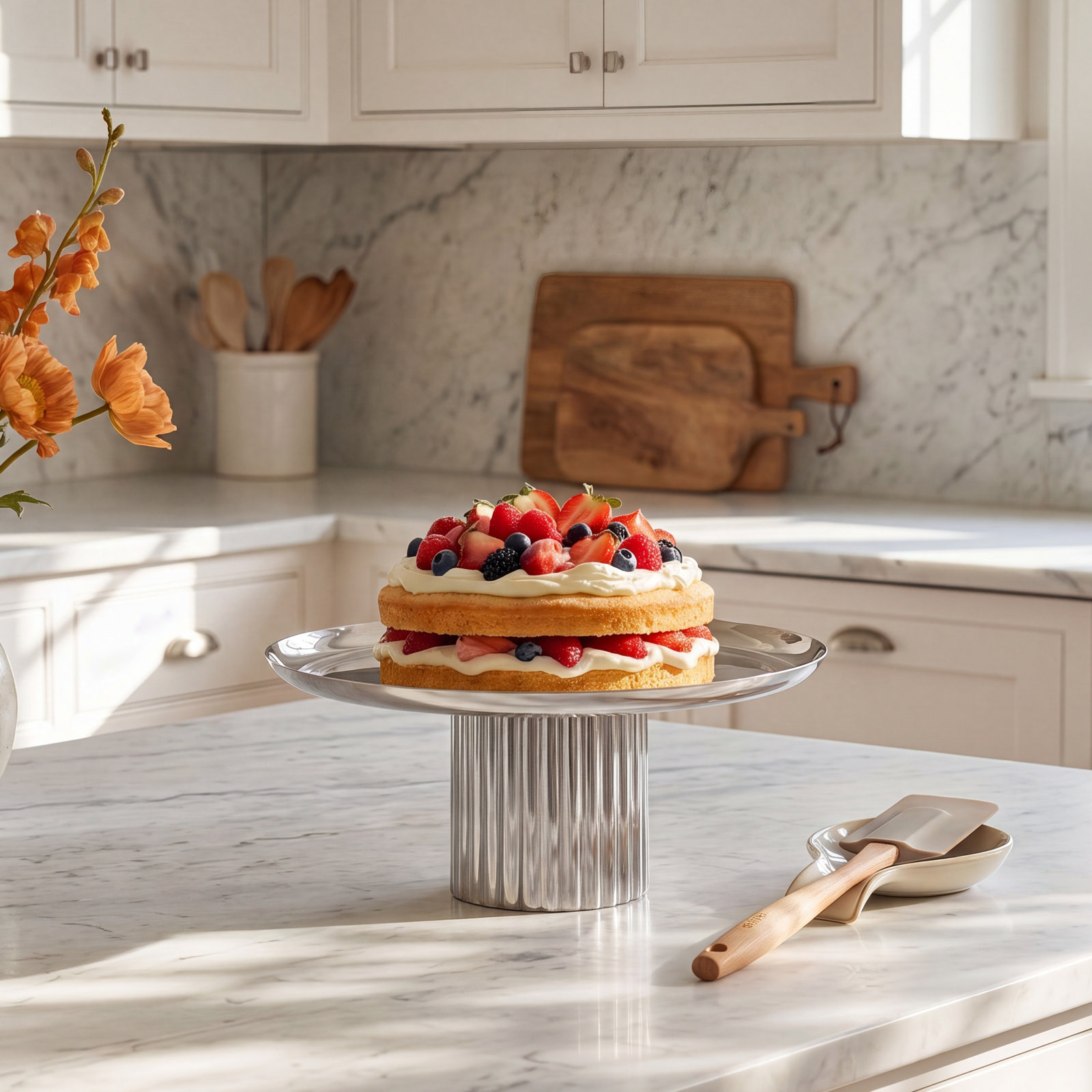 Latis Stainless Steel Cake Stand, Nickel