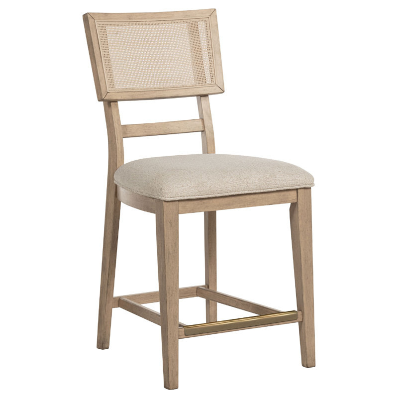 Ensemble de salle à manger à hauteur de comptoir 8 pièces Lno, 6 chaises, 1 vaisselier, beige, doré