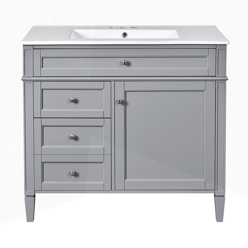 Meuble-lavabo de salle de bain moderne avec lavabo supérieur et tiroirs
