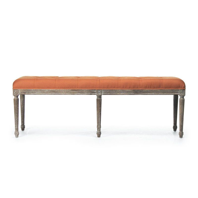 Louis Upholstered Bench, Orange