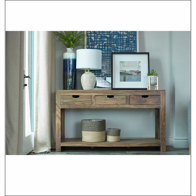 Console à 3 tiroirs Tucker Natural avec tablette inférieure