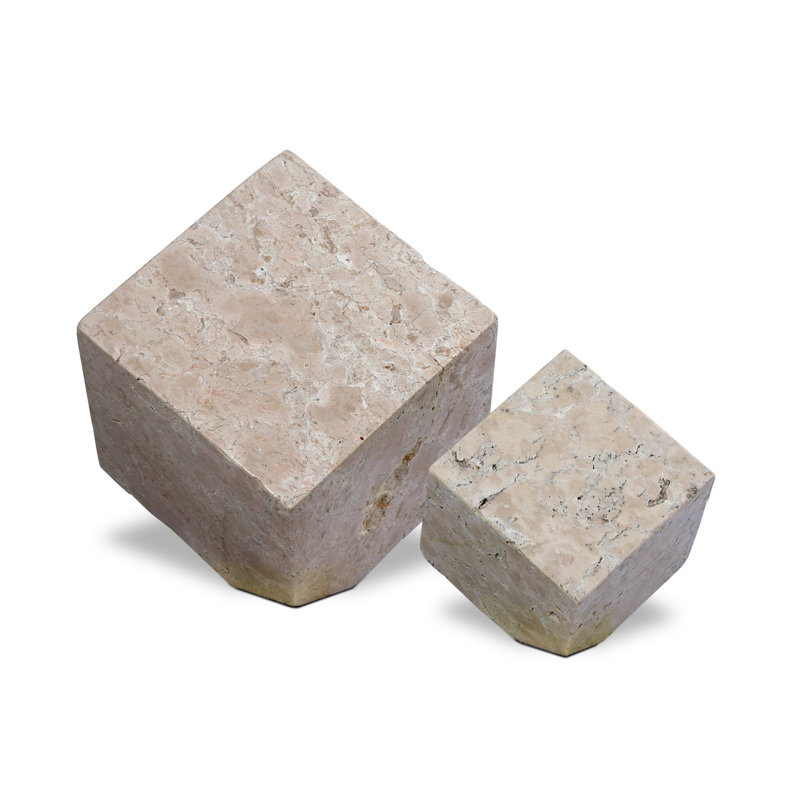 Travertine Cube Sculpture Set-Romano Fosse Travertine