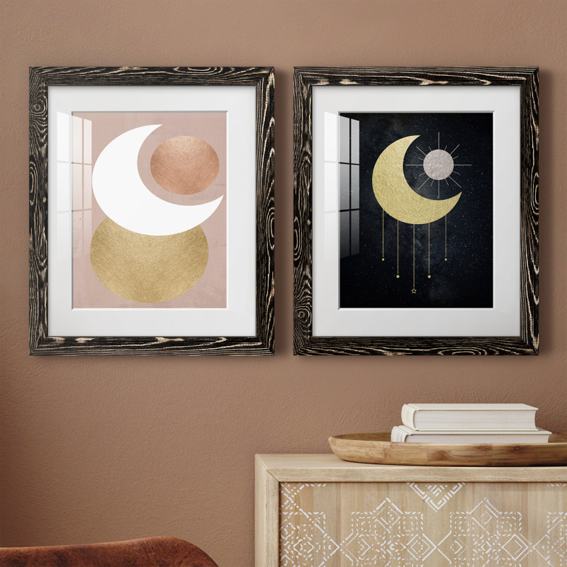 «Lunar Mystic», ensemble de 2 impressions, H 20 po x l 34 po x P 1,5 po, Papier encadré noir