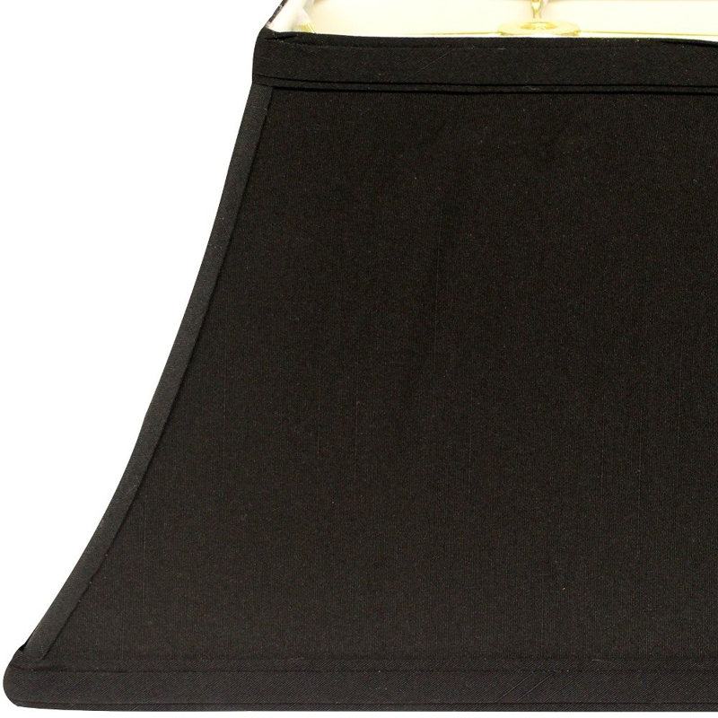 Abat-jour rectangulaire en shantung 12 po noir avec doublure blanche, H 8 po x l 12 po x P 8 po, Black