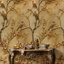 Papier peint floral, oiseaux, beige, décoration murale amovible