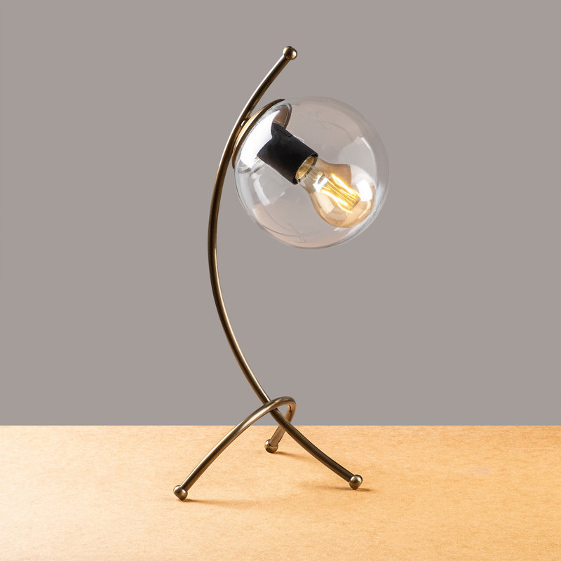Lampe de table moderne avec corps en métal et capuchon en verre, couleur rétro, 16,9 x 7,1 x 17,0 pouces | Douille E27 (40 W maximum) | Interrupteur marche / arrêt sur câble, indice de protection IP20 | Design scandinave glamour pour la maison et le bureau