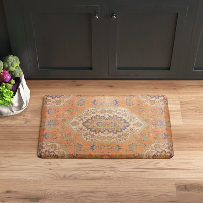 Caulkins Bohemian Floral Water Resistant Anti-Fatigue Non-Skid Kitchen Mat