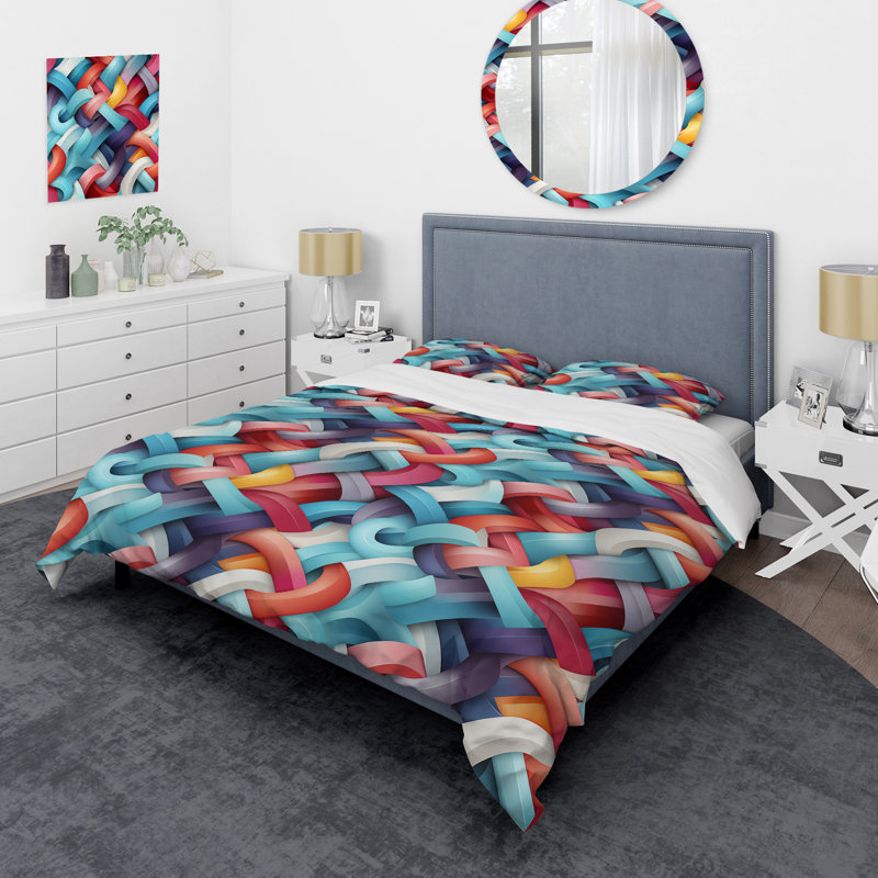 Ensemble de housse de couette Colorful Colorful Illusions, Housse de couette pour très grand lit et 2 très