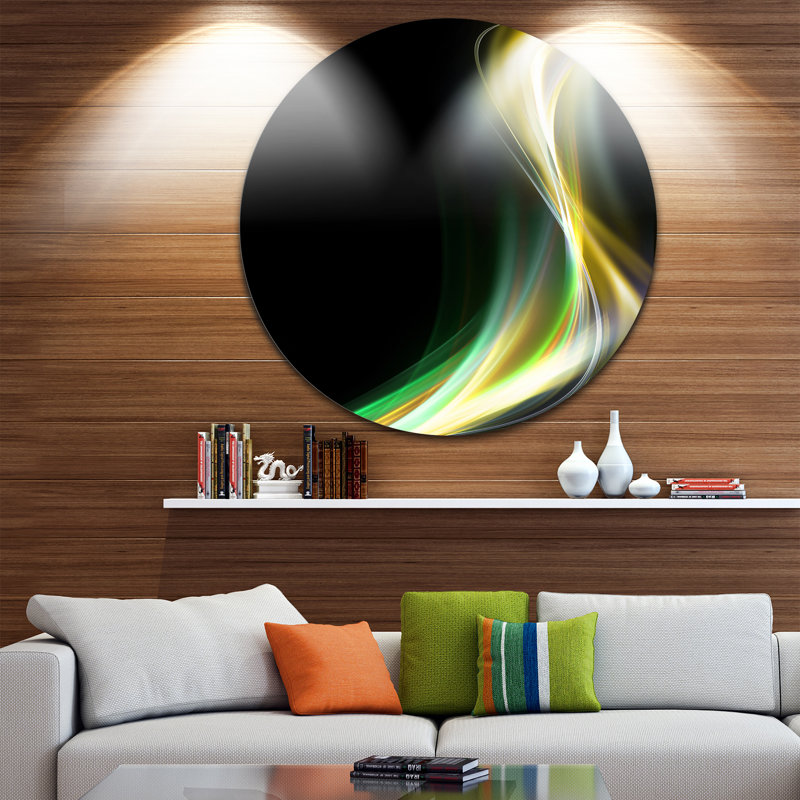 « green yellow light art », impression sur métal, H 23 po x l 23 po x P 1 po