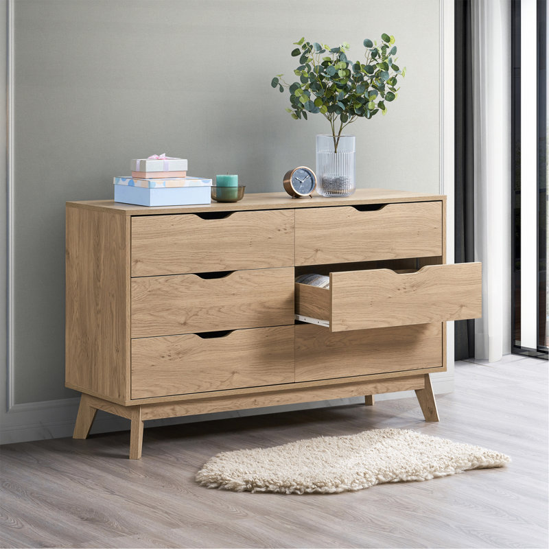 Commode principale à 6 tiroirs avec tiroir verrouillable, glissières pré-assemblées et grand espace de rangement