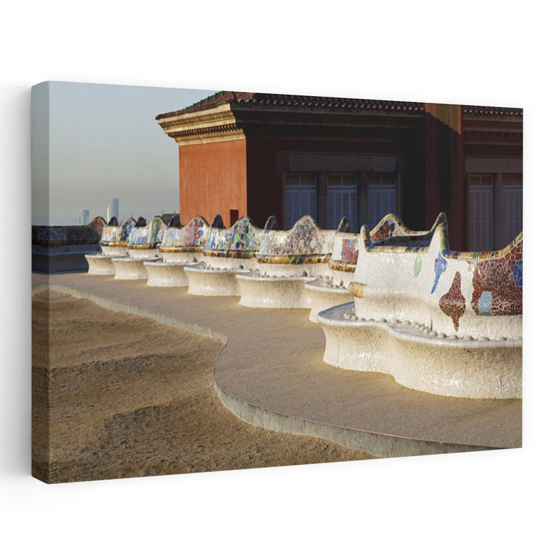 «Serpentine Seating Bench», parc Guell, art mural de Barcelone, Catalogne, Espagne, H 40 po x l 60 po