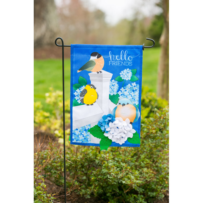 Drapeau de jardin en polyester hortensia