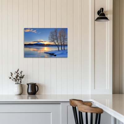 Hiver, art mural paysage d'hiver - décor de photos de scène hivernale, art mural sur toile scène de neige pour le salon, arbre d'hiver forêt, art mural pour maison, impressions sur toile tendue, 24 po x 36 po