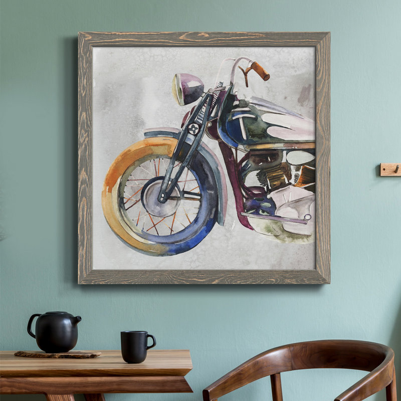 Toile encadrée Moto Métal I-Premium - Prêt à être accroché, Gris, H 27,5 po x l 27,5 po x P 1,5 po