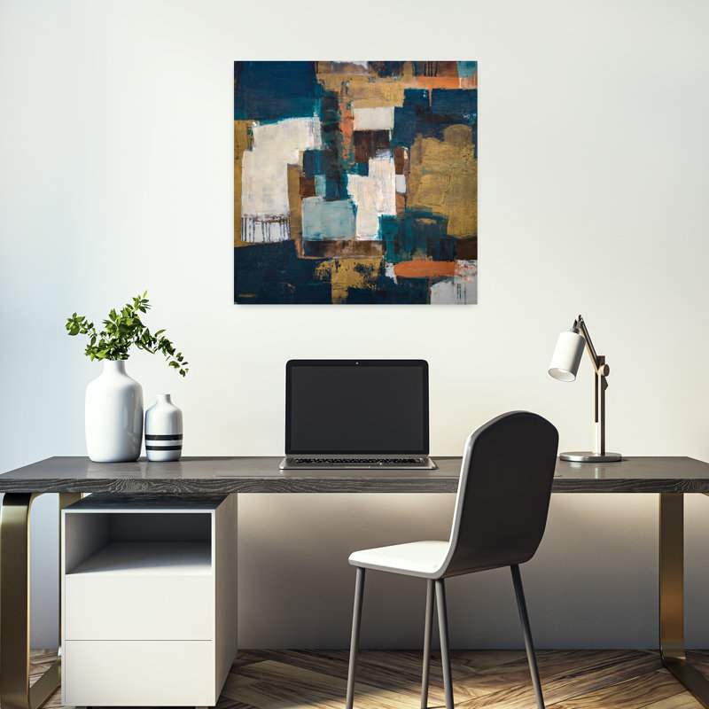 Promenade A Sienne, art contemporain abstrait, H 18 po x l 18 po