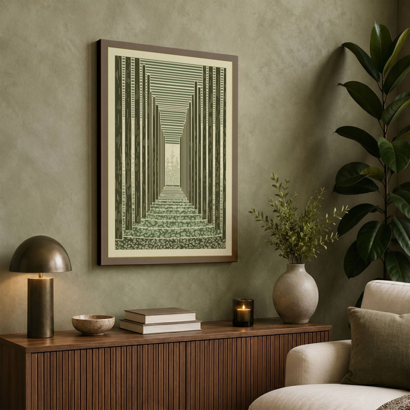 Columned Corridor Industrial - Wrapped Canvas, 30x20 - 76.2 x 50.8 cm, Ochre Border