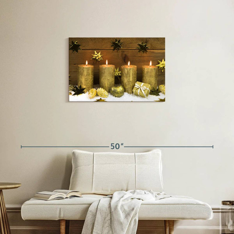 Bougies de Noël dorées, H 20 po x l 30 po