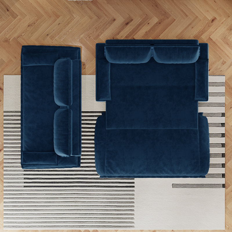 73.2"Wide Queen Pull Out Sofa Bed 3-in-1 Convertible Multi-Functional Couch with 2 Soft Pillows and Stylish Velvet Loveseat