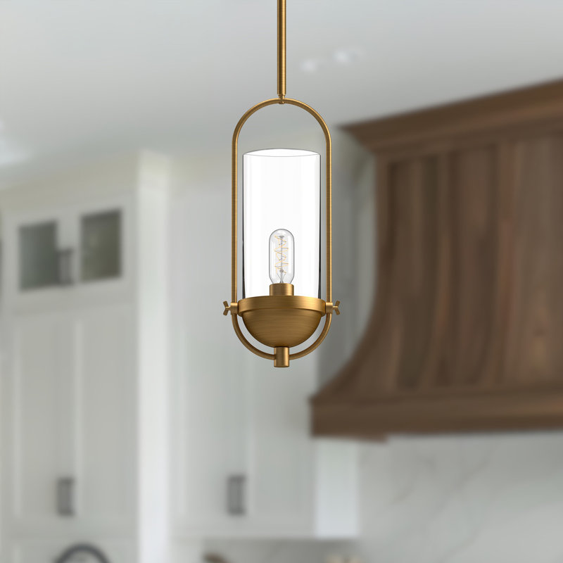 Luminaire suspendu cylindrique simple à 1 lumière Cyrus, Doré vieilli