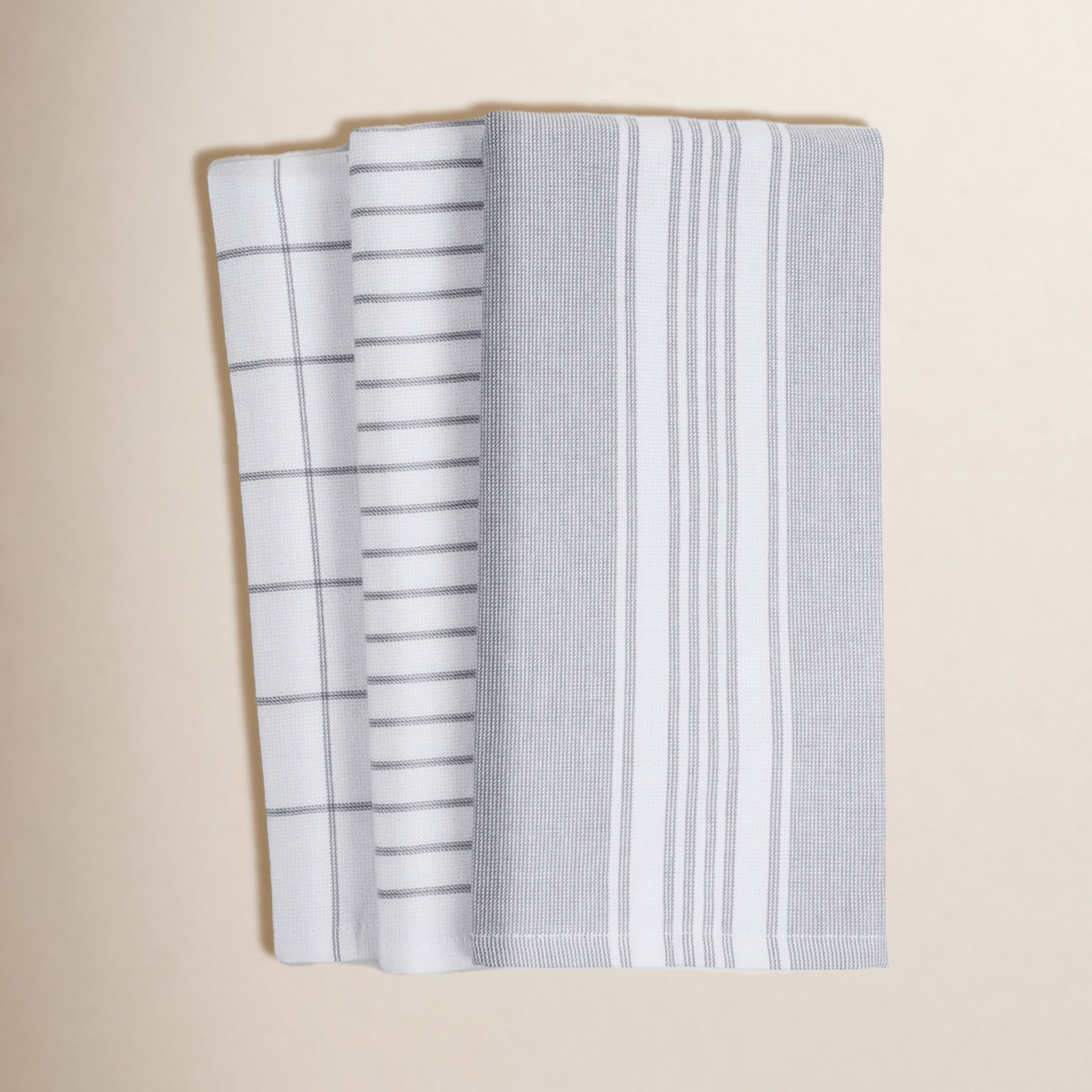 Damali Stripe Kitchen Towel Linen Set, Gray