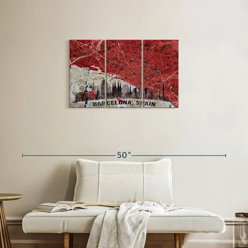 Aliaz Barcelona Skyline City Map, 20" H x 33" W