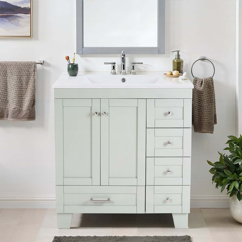 Meuble-lavabo de 30 pouces avec lavabo, pour une utilisation efficace de l'espace, Bleu gris